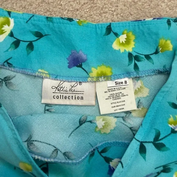 Vintage Kathie Lee Collection Mini Skirt Blue & Green Floral Y2K mini skirt - Picture 5 of 5